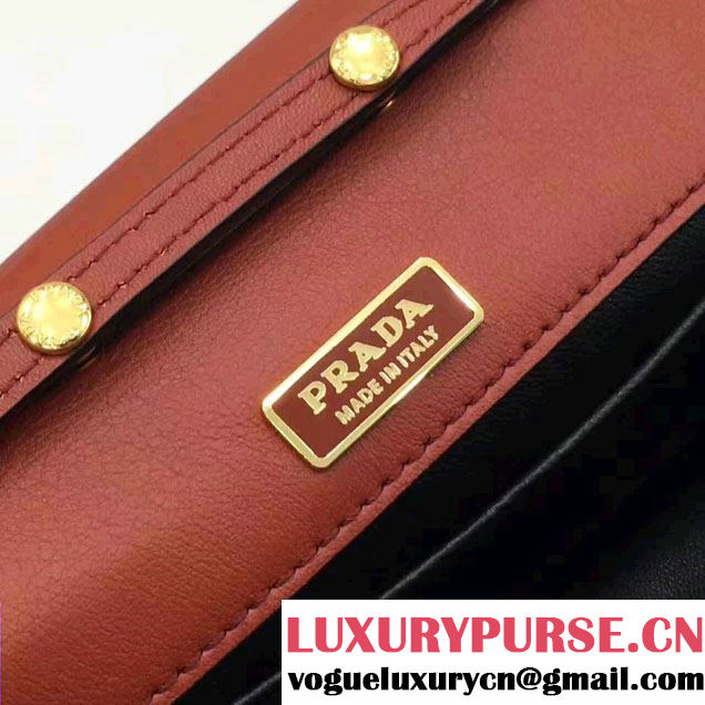 Prada Cahier Calf Leather And Saffiano Leather Clutch Bag 1BF048 Terracotta/Black 2017