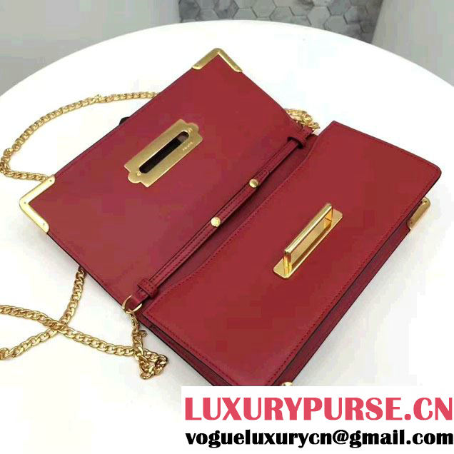 Prada Cahier Calf Leather And Saffiano Leather Clutch Bag 1BF048 Red/Black 2017