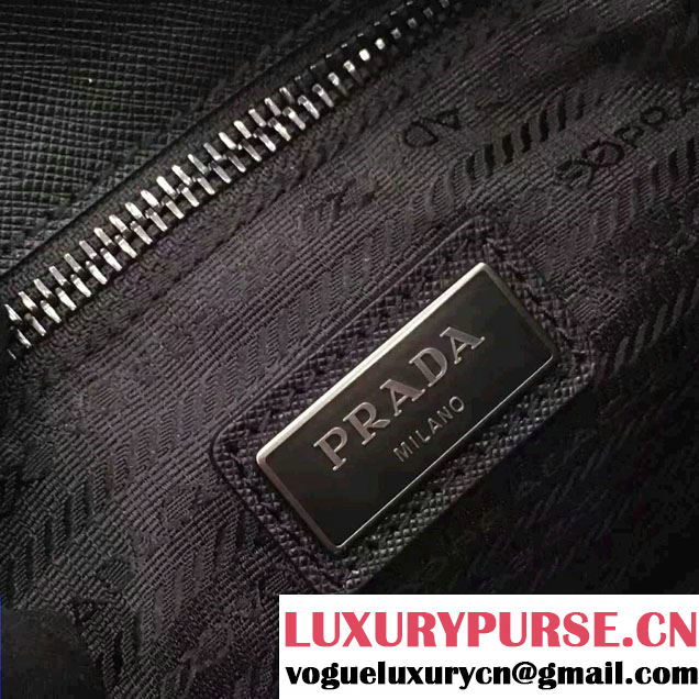 Prada Saffiano Leather Pouch With Intarsia Details Travel Kit 2NE009 Black 2017
