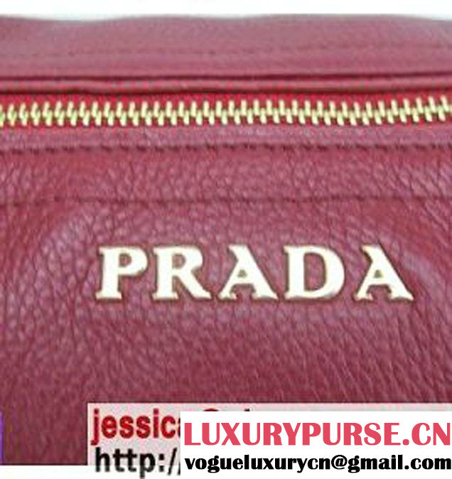 Prada Calfskin Hobo Shoulder Bag Red BR4567 Red  - $189.00