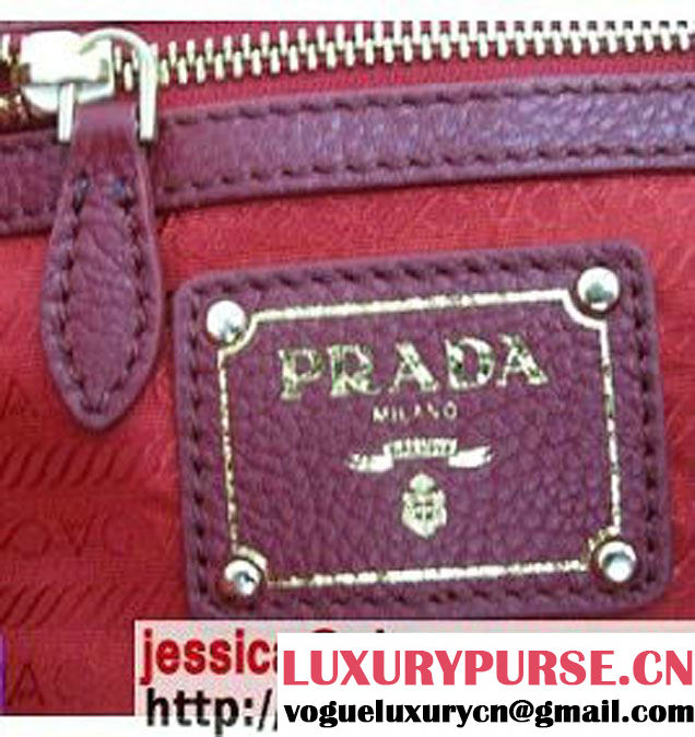 Prada Calfskin Hobo Shoulder Bag Red BR4567 Red  - $189.00