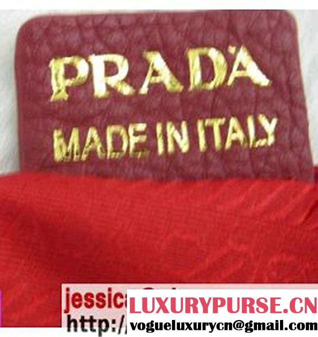 Prada Calfskin Hobo Shoulder Bag Red BR4567 Red  - $189.00