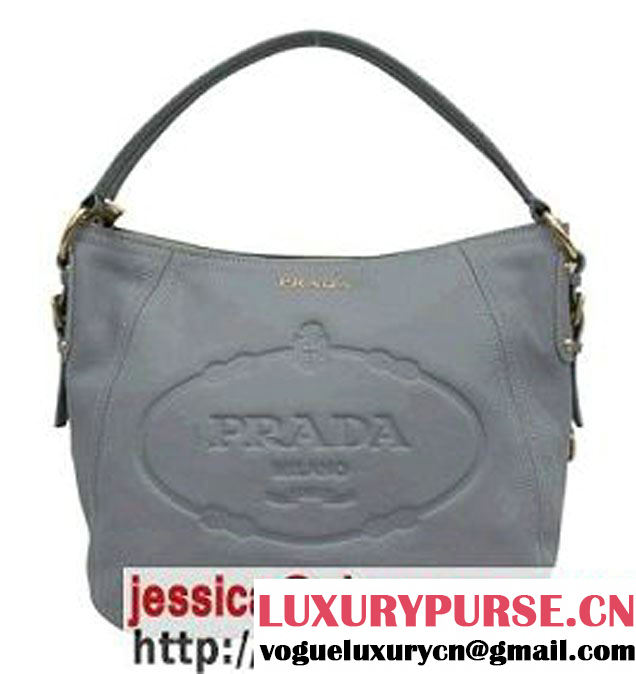 Prada Calfskin Hobo Shoulder Bag Red BR4567 Grey - $189.00