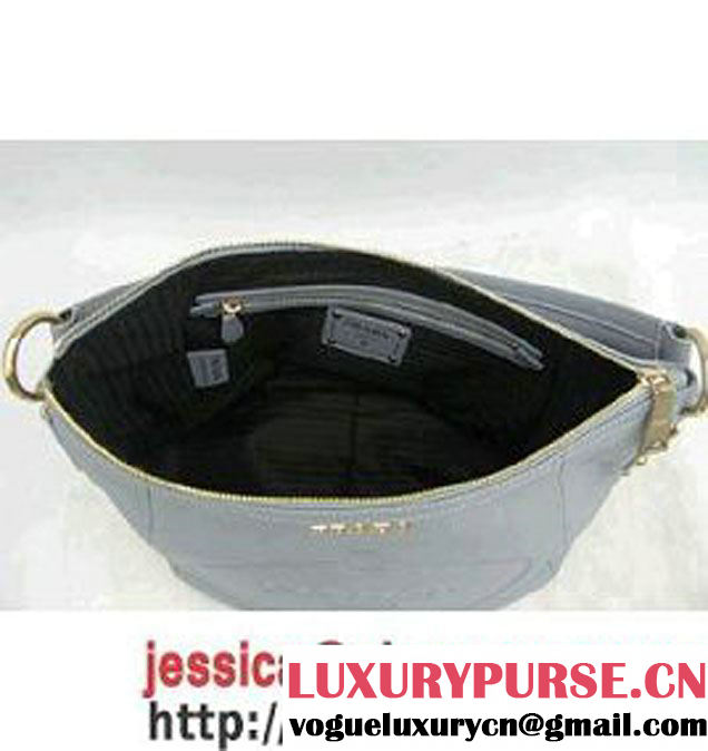 Prada Calfskin Hobo Shoulder Bag Red BR4567 Grey  - $189.00
