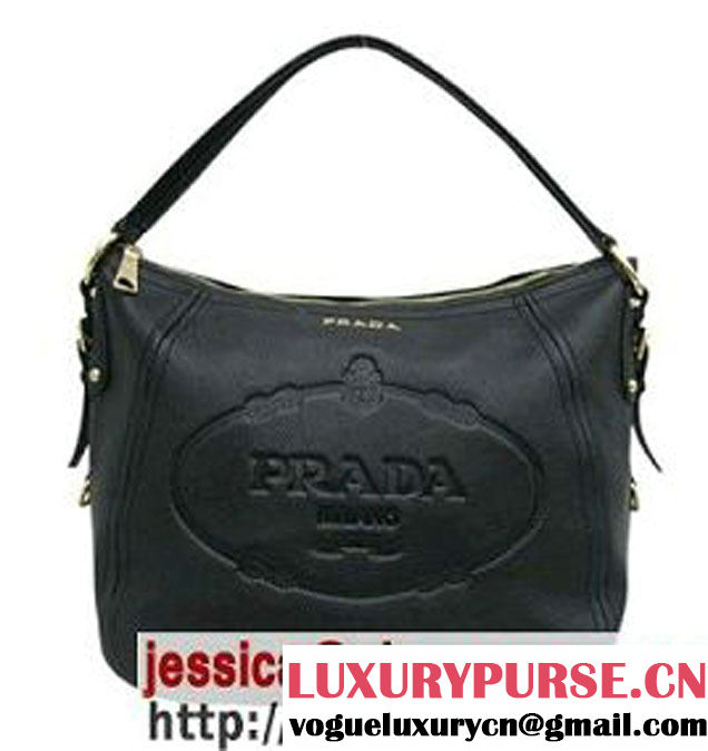 Prada Calfskin Hobo Shoulder Bag Red BR4567 Black - $189.00