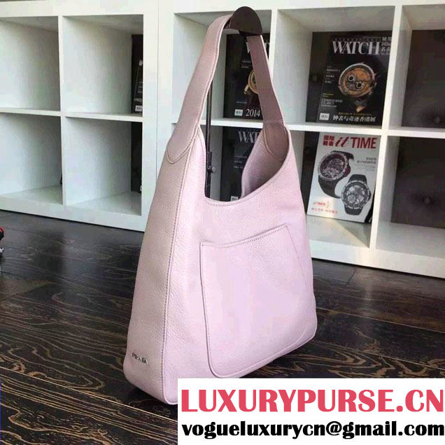 Prada Corsica Calf Leather Hobo Shoulder Bag 1BC013 Pink 2015