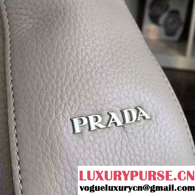 Prada Corsica Calf Leather Hobo Shoulder Bag 1BC013 Gray 2015