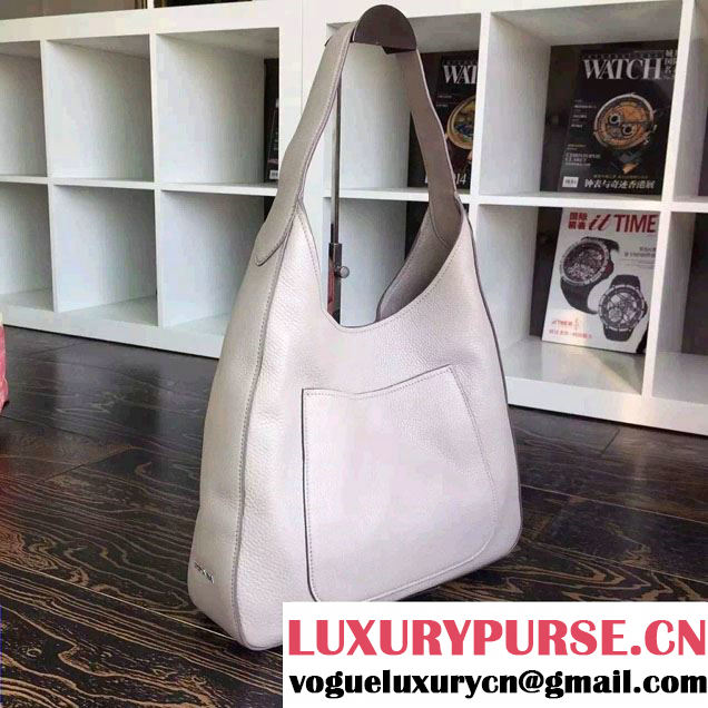 Prada Corsica Calf Leather Hobo Shoulder Bag 1BC013 Gray 2015