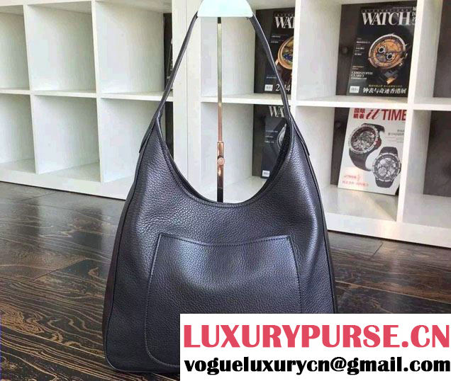 Prada Corsica Calf Leather Hobo Shoulder Bag 1BC013 Black 2015