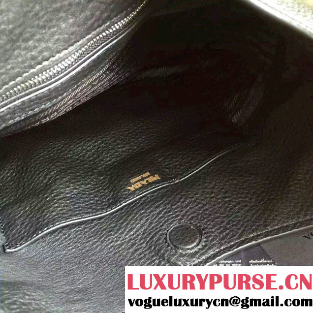 Prada Corsica Calf Leather Hobo Shoulder Bag 1BC013 Black 2015