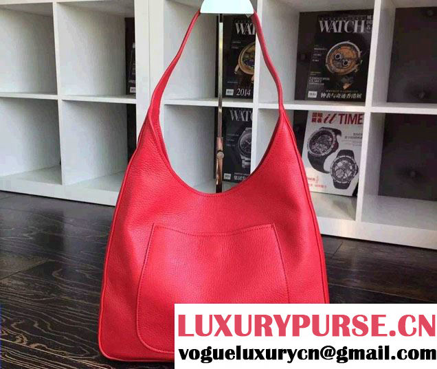 Prada Corsica Calf Leather Hobo Shoulder Bag 1BC013 Red 2015