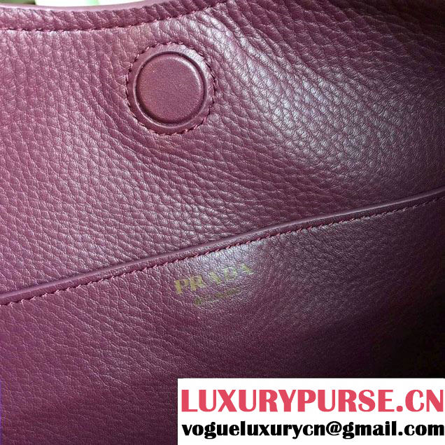 Prada Corsica Calf Leather Hobo Shoulder Bag 1BC013 Purple 2015