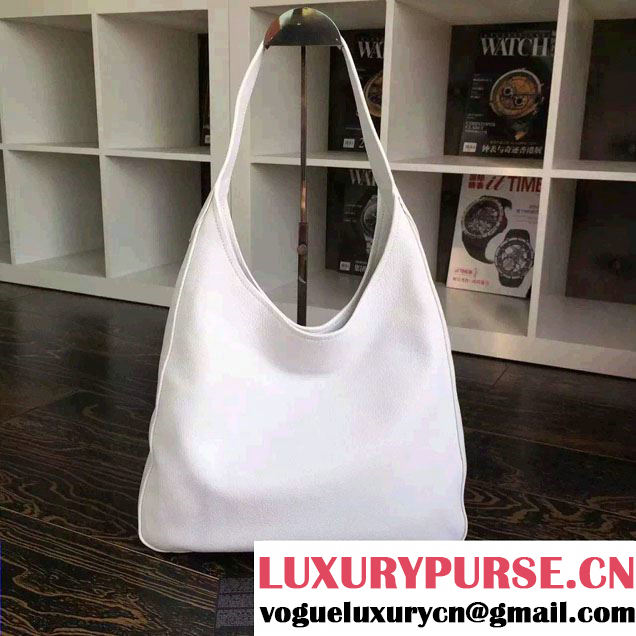 Prada Corsica Calf Leather Hobo Shoulder Bag 1BC013 White 2015
