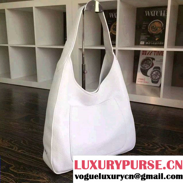 Prada Corsica Calf Leather Hobo Shoulder Bag 1BC013 White 2015