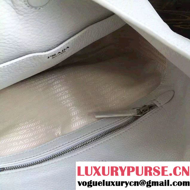 Prada Corsica Calf Leather Hobo Shoulder Bag 1BC013 White 2015