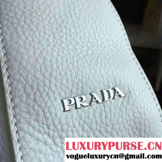 Prada Corsica Calf Leather Hobo Shoulder Bag 1BC013 White 2015
