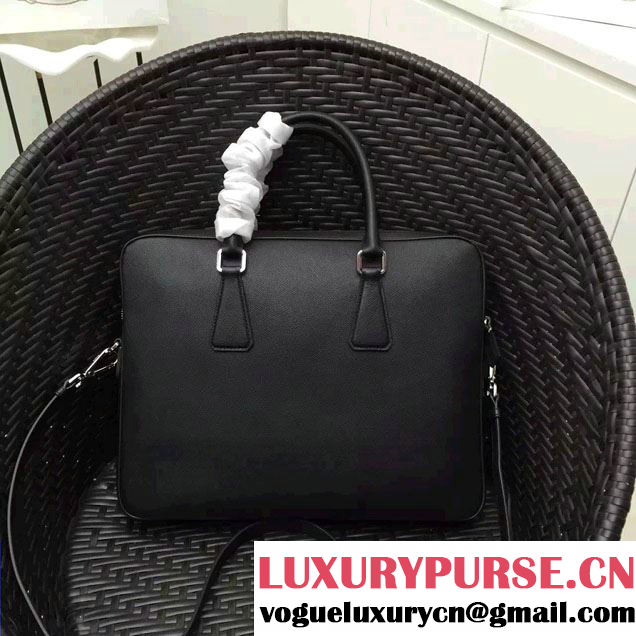 Prada Saffiano Leather Briefcase 2VE368 Black/Orange 2016