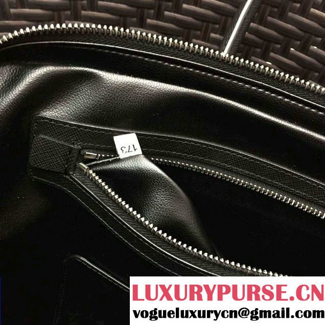 Prada Saffiano Leather Briefcase 2VE368 Black/Gray 2016