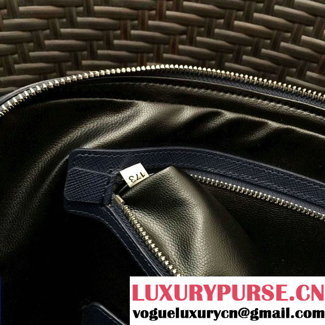 Prada Saffiano Leather Briefcase 2VE368 Dark Blue/Blue 2016