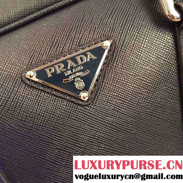 Prada Saffiano Leather Briefcase 2VE891 Black 2016