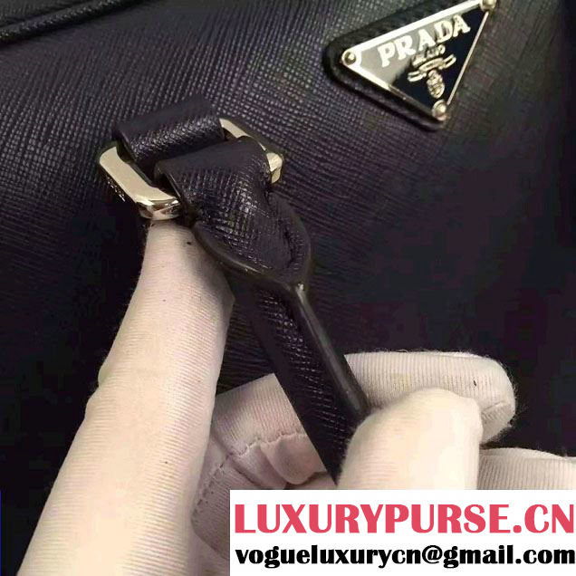 Prada Saffiano Leather Briefcase 2VE891 Black 2016