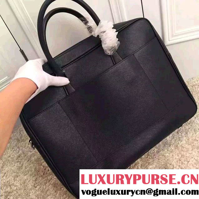 Prada Saffiano Leather Briefcase 2VE891 Black 2016