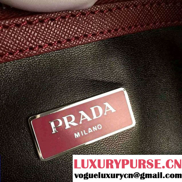 Prada Saffiano Leather Briefcase 2VE891 Dark Red 2016