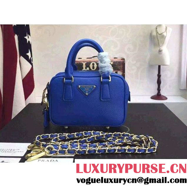 Prada Saffiano Leather Top-handle Mini Bag Blue (1A025-042812 )