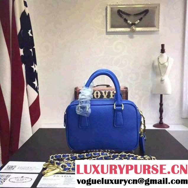 Prada Saffiano Leather Top-handle Mini Bag Blue (1A025-042812 )