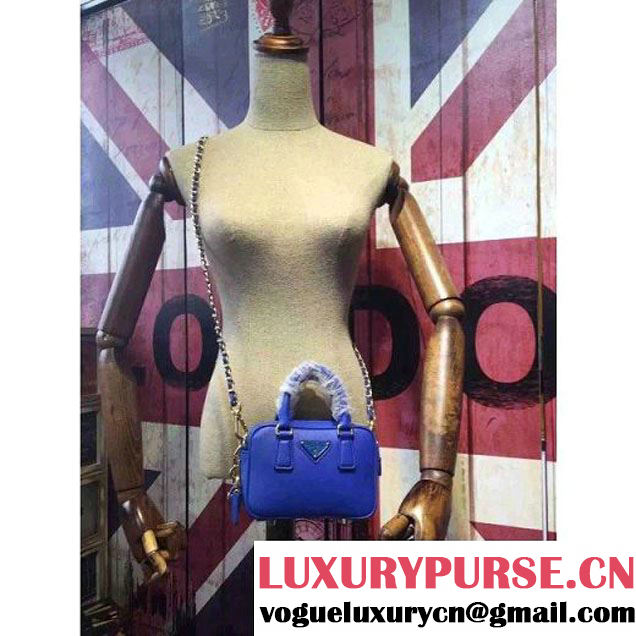 Prada Saffiano Leather Top-handle Mini Bag Blue (1A025-042812 )