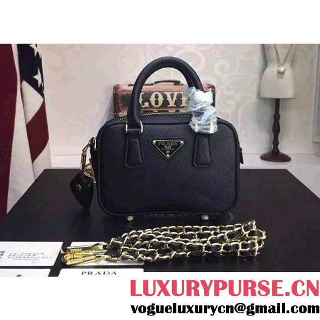 Prada Saffiano Leather Top-handle Mini Bag Black (1A025-042813 )