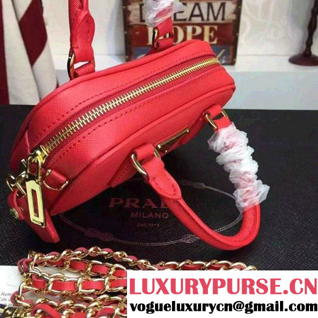 Prada Saffiano Leather Top-handle Mini Bag Red (1A025-042815 )