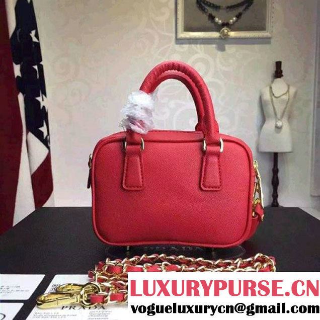 Prada Saffiano Leather Top-handle Mini Bag Red (1A025-042815 )