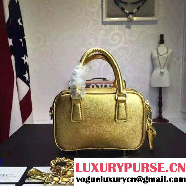 Prada Saffiano Leather Top-handle Mini Bag Glod (1A025-042816 )