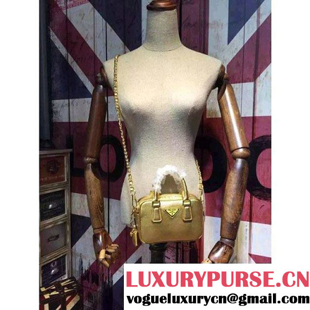 Prada Saffiano Leather Top-handle Mini Bag Glod (1A025-042816 )