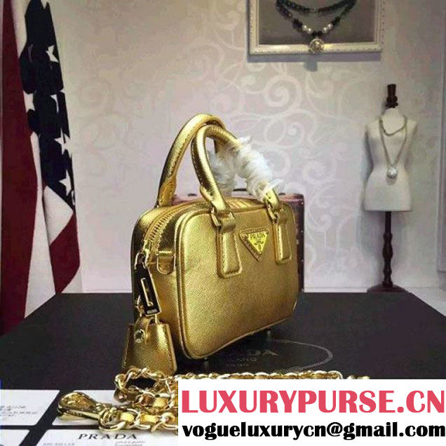 Prada Saffiano Leather Top-handle Mini Bag Glod (1A025-042816 )