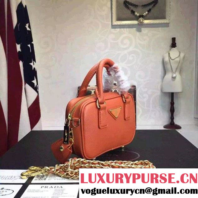 Prada Saffiano Leather Top-handle Mini Bag Orange (1A025-042817 )