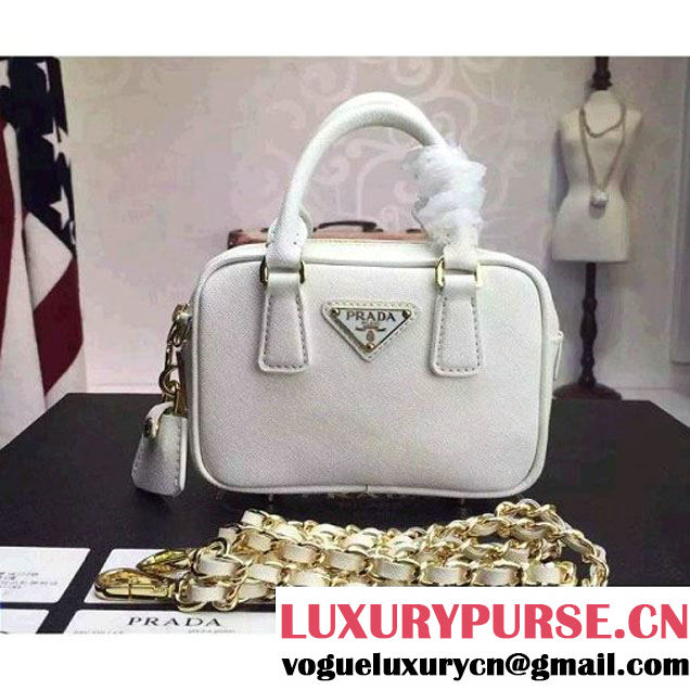 Prada Saffiano Leather Top-handle Mini Bag White (1A025-042819 )