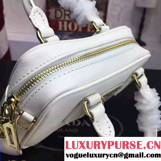 Prada Saffiano Leather Top-handle Mini Bag White (1A025-042819 )