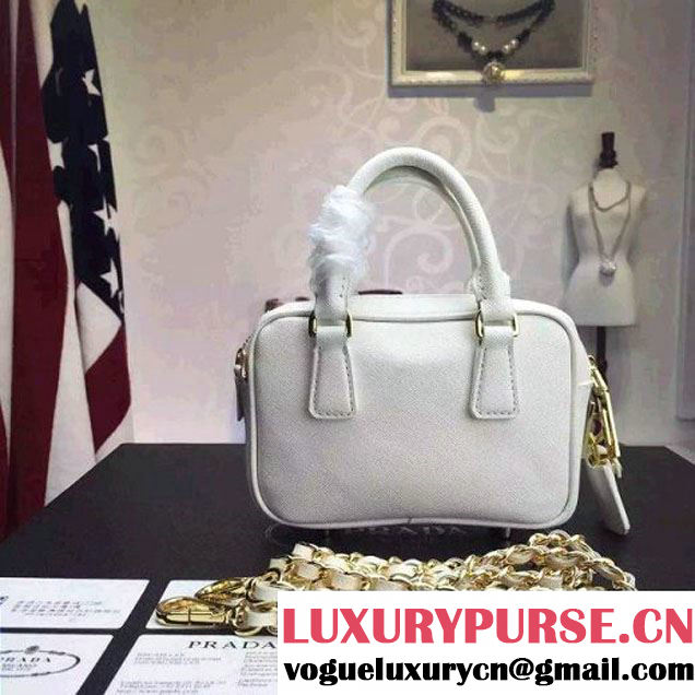 Prada Saffiano Leather Top-handle Mini Bag White (1A025-042819 )