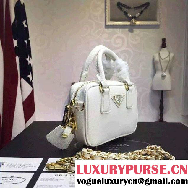 Prada Saffiano Leather Top-handle Mini Bag White (1A025-042819 )