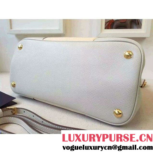 Prada BN2887 Hemp Fabric Tote Beige+Light Blue 2015 (2A016-062203 )