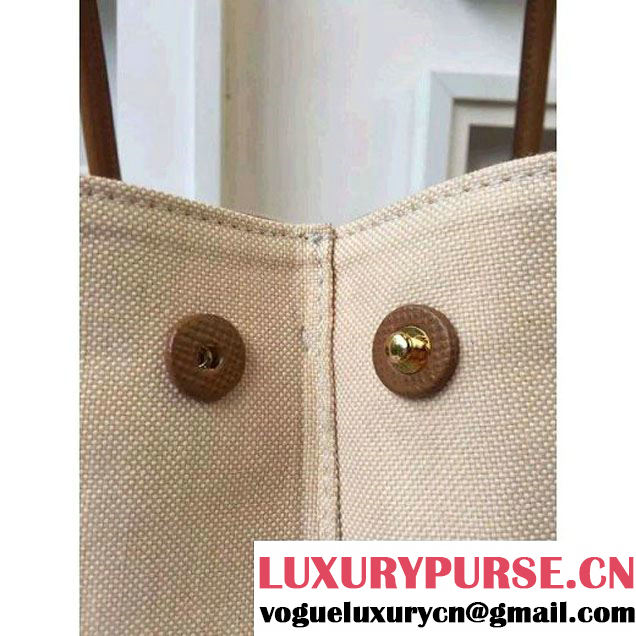 Prada BN2887 Hemp Fabric Tote Beige+Camel 2015 (2A016-062204 )