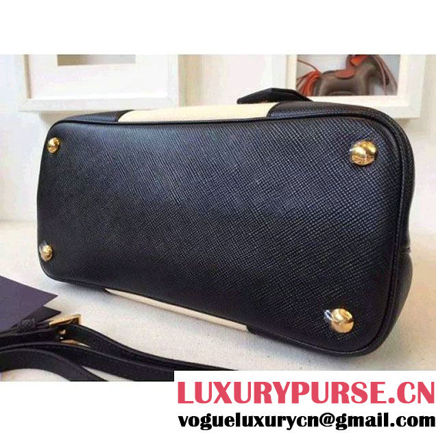 Prada BN2887 Hemp Fabric Tote Beige+Black 2015 (2A016-062206 )