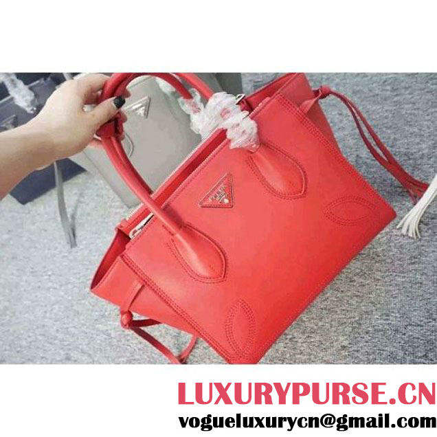 Prada B225R City Sport Leather Tote Red (WMJ-062611 )