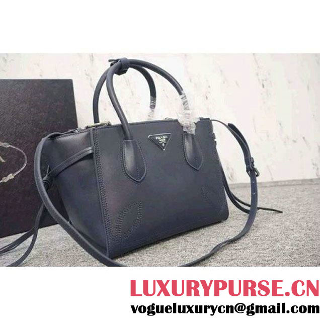 Prada B225R City Sport Leather Tote Dark Blue (WMJ-062612 )