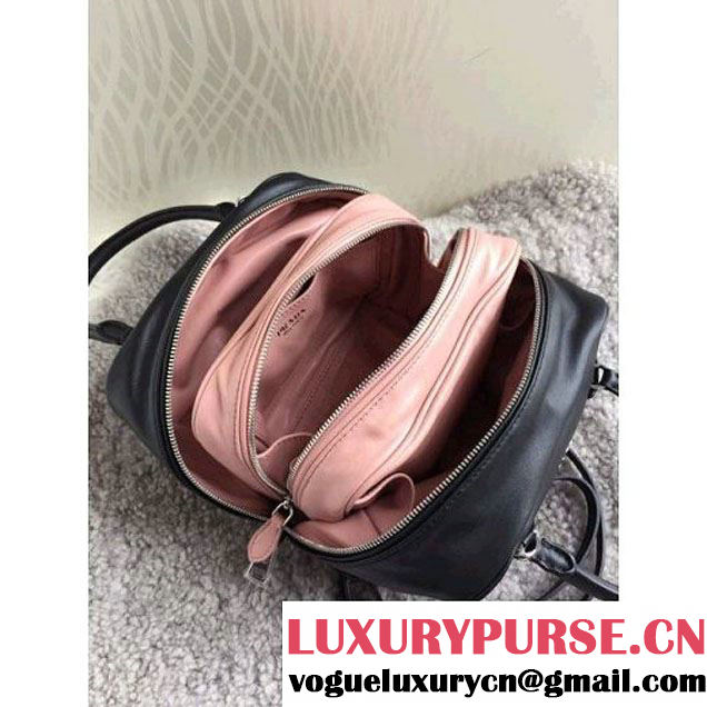 Prada 1BB011 Small Inside Top Handle Bag Black+Light Pink Fall 2015 (1B015-090103 )