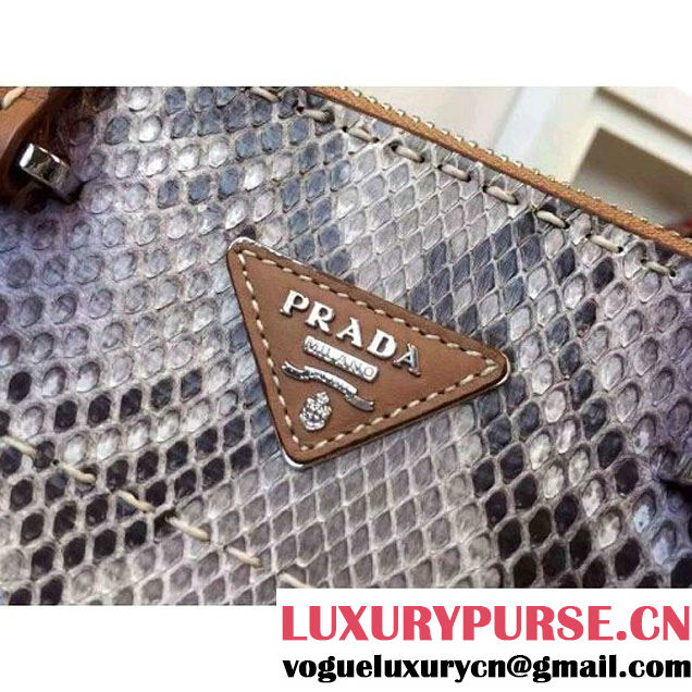 Prada B2861K Hand-stitched City Python Leather Tote Purple (2A016-090712 )