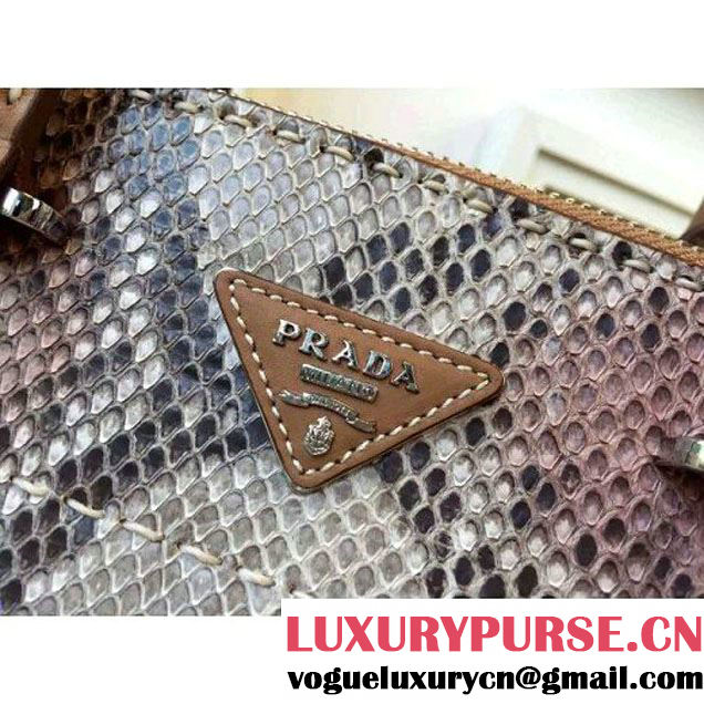 Prada B2861K Hand-stitched City Python Leather Tote Red (2A16-090713 )