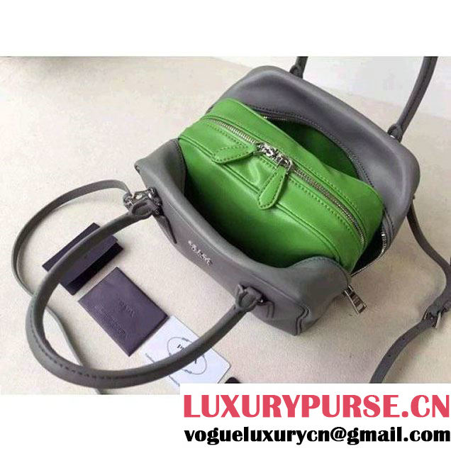 Prada 1BB011 Small Inside Top Handle Bag Marble+Olive Green Fall 2015 (2A016-091516 )
